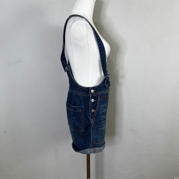 PILCRO Anthropologie Denim Overalls Shorts Medium Wash Jumper‎ Suspender Size 27 - Picture 4 of 9